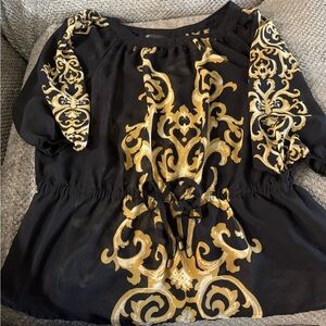 Lane Bryant Black and Gold Women's Top